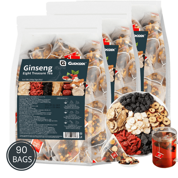 3 Packs Kidney Ginseng Five Treasure Tea for Men's Health and Wellness Cleanse, 90 sachets