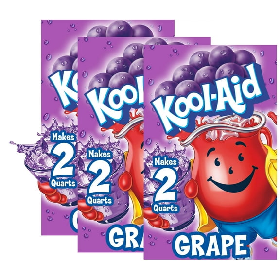 3 Packs Kool-Aid Grape Unsweetened Grape Artificially Flavored Powdered Drink Mix, 0.14 Oz. Packet