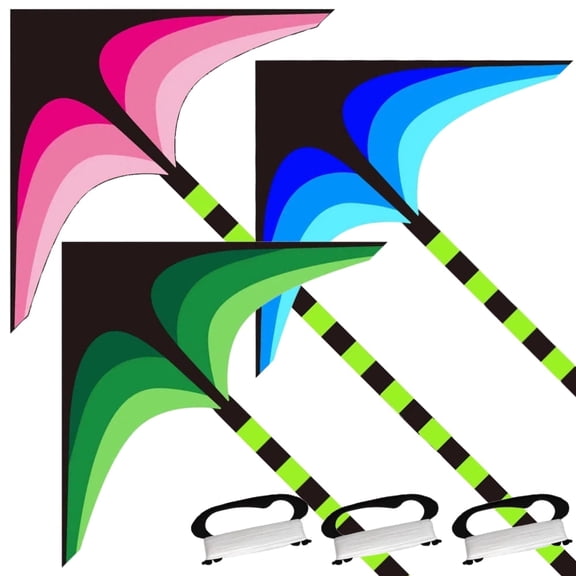 3 Packs Large Delta Kite, Easy to Fly Huge Kites for Kids Adults Beginner with 328 ft Kite String, Beach Kite for Outdoor Games and Activities