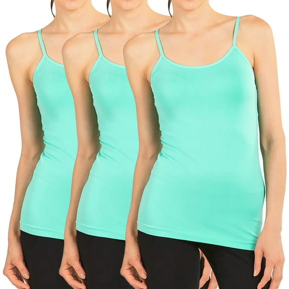 3 Packs - MOPAS Women's Scoop Neck Adjustable Spaghetti Strap One Size Camisole Tank Top
