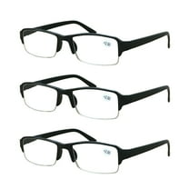 3 Packs Men Women Rectangular Half Frame Blue Light Blocking Reading Glasses Readers for Gaming Computer  1.00