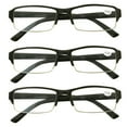 thumbnail image 1 of 3 Packs Mens Womens Rectangle Half Frame Blue Light Blocking Reading Glasses Spring Hinge Readers +0.75, 1 of 6
