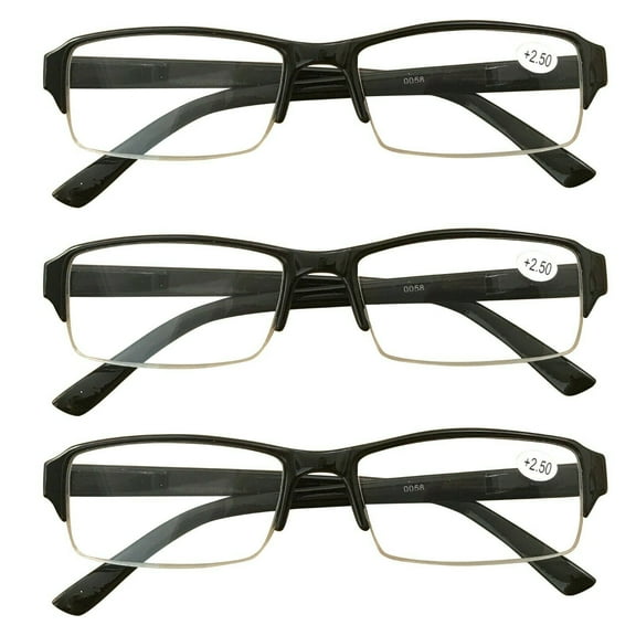 3 Packs Mens Womens Rectangle Half Frame Blue Light Blocking Reading Glasses Spring Hinge Readers +1.00