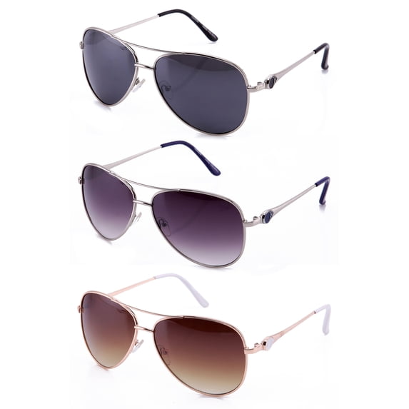 3 Packs Metal Frame Aviator Fashion Sunglasses Classic Shape for Men for Women