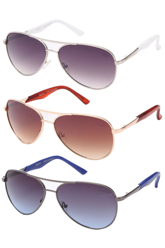 3 Packs Metal Frame Classic Aviator Sport Spring Temple Fashion Sunglasses for Men for Women