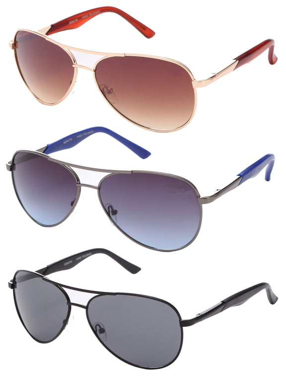 3 Packs Metal Frame Classic Aviator Sport Spring Temple Fashion Sunglasses for Men for Women