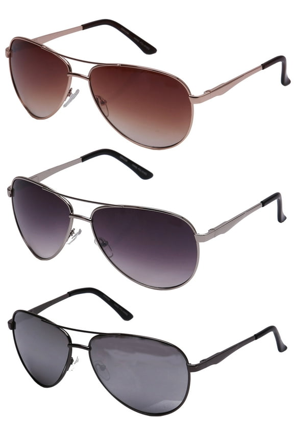 3 Packs Metal Frame Classic Aviator Spring Temple Fashion Sunglasses for Men for Women