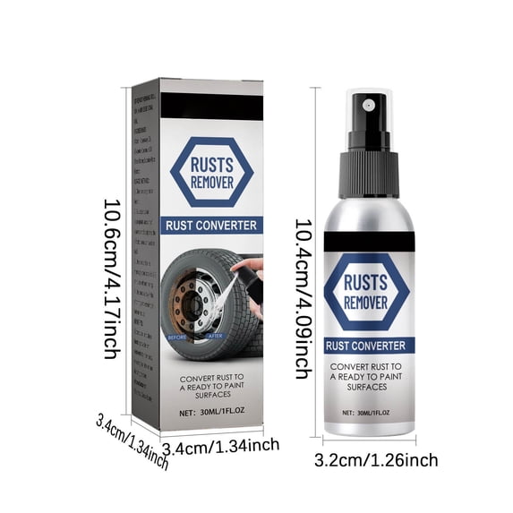 3 Packs Metal Rust Remover Spray Powerful Rust Dissolver for Car Wheels Kitchen Stainless Steel Rust Prevention Cleaner 30ml Fast Acting No Sanding Required Multipurpose