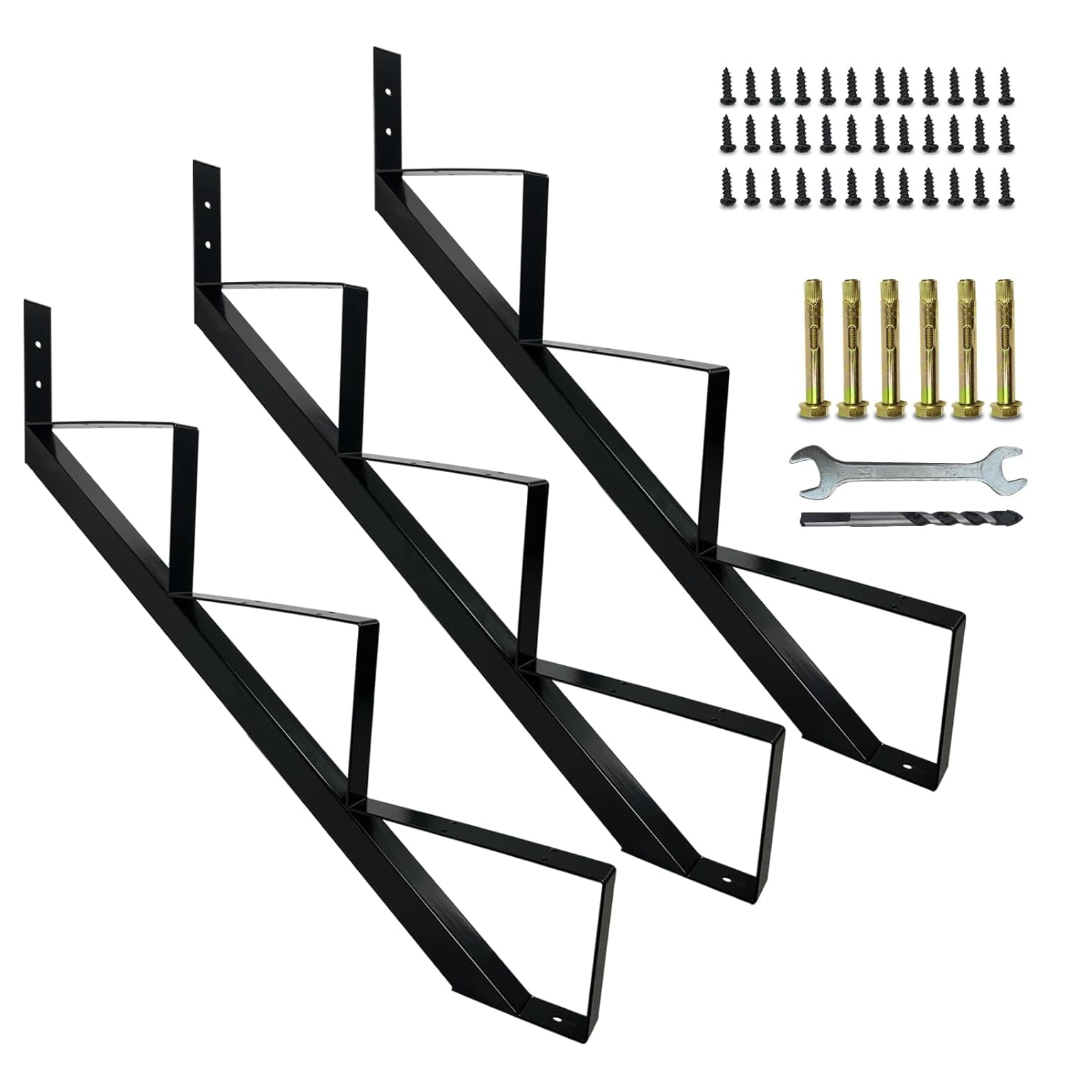 3 Packs Metal Stair Step Stringers, 4 Step Steel Riser Stringer for 34 ...