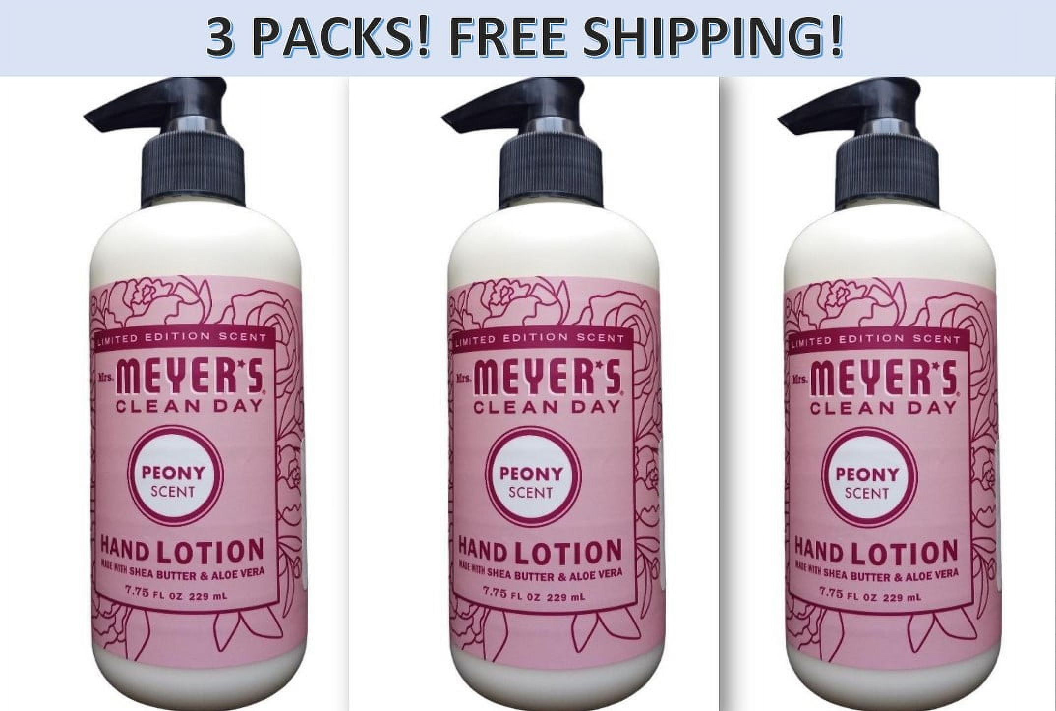 3 Packs Meyer's Clean Day Peony Scent Hand Lotion Shea Butter Aloe Vera