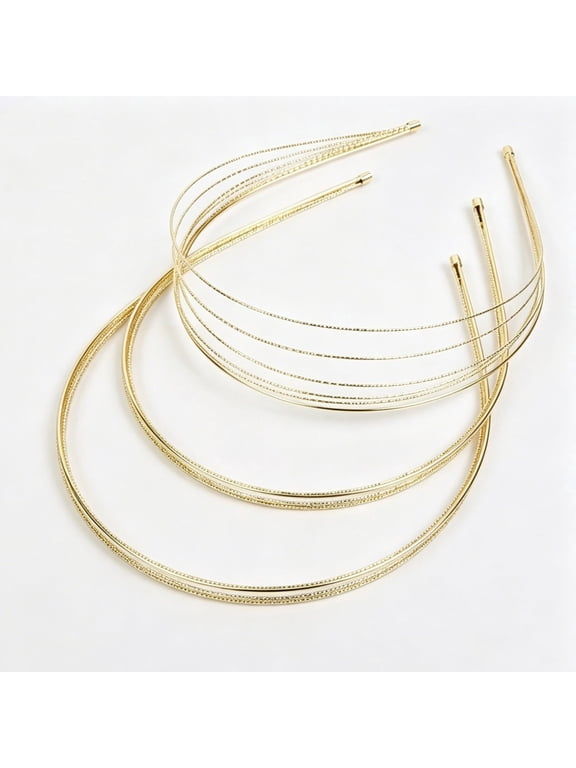 3 Packs Multi Layer Metal Headbands for Women, Elegant Thin Gold Layered Hairbands, Trendy Daily Hair Accessories for Girls