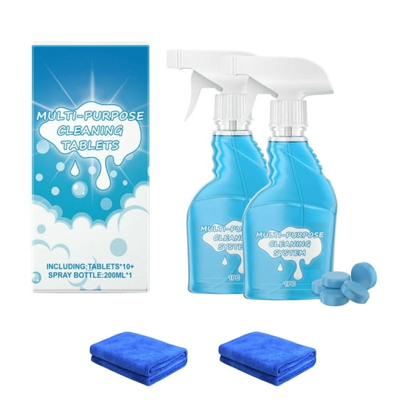 3 Packs Multi-Purpose Cleaner Spray & Tablets - All-Purpose Degreaser for Kitchen, Bathroom, Stainless Steel - Foam Cleaner Removes Grease, Stains, Odors - No Rinse, Gentle Formula, Fast Cleaning