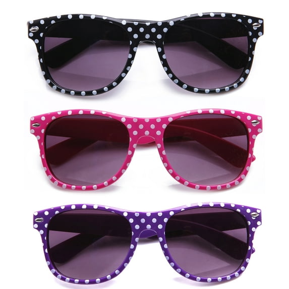 3 Packs Newbee Fashion - Kyra Kids Vintage Plastic Polka Dot Bow Kids Fashion Sunglasses