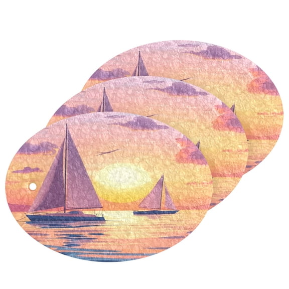 3 Packs Of Wood Pulp Cotton Dishwashing Sponge 3.54x2.56 Inch Dishwashing Sponge Household Cleaning Sponge Kitchen Utensils Clean Use Boat Sunset