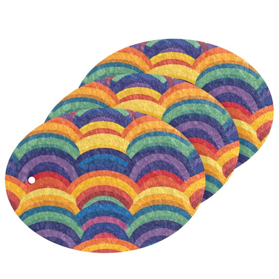 3 Packs Of Wood Pulp Cotton Dishwashing Sponge 3.54x2.56 Inch Dishwashing Sponge Household Cleaning Sponge Kitchen Utensils Clean Use Pretty Rainbow
