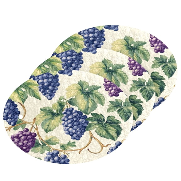 3 Packs Of Wood Pulp Cotton Dishwashing Sponge 3.54x2.56 Inch Dishwashing Sponge Household Cleaning Sponge Kitchen Utensils Clean Use Big Cartoon Grape