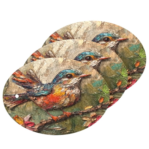 3 Packs Of Wood Pulp Cotton Dishwashing Sponge 3.54x2.56 Inch Dishwashing Sponge Household Cleaning Sponge Kitchen Utensils Clean Use Colored Oil Painting Bird