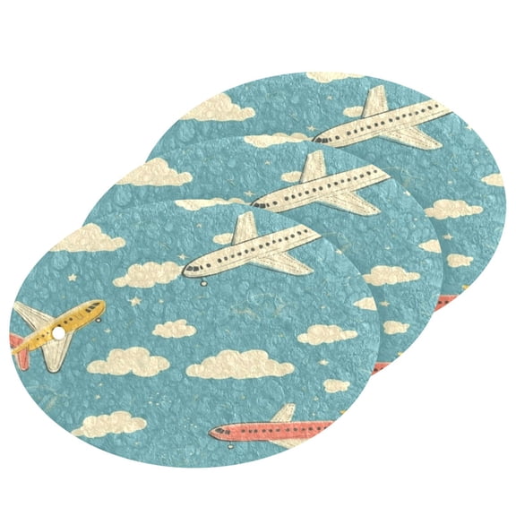 3 Packs Of Wood Pulp Cotton Dishwashing Sponge 3.54x2.56 Inch Dishwashing Sponge Household Cleaning Sponge Kitchen Utensils Clean Use Cute Cartoon Little Plane