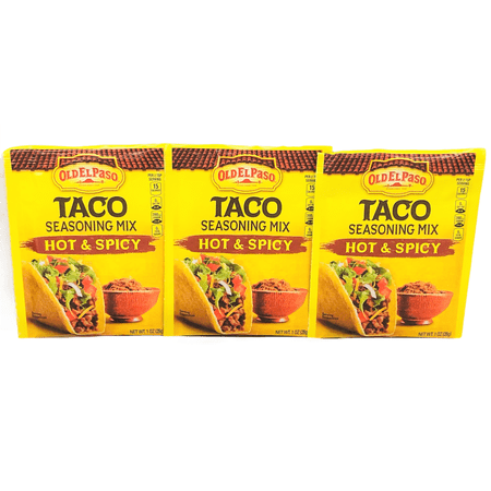3 Packs Old El Paso Hot & Spicy Taco Seasoning, 1 Oz.