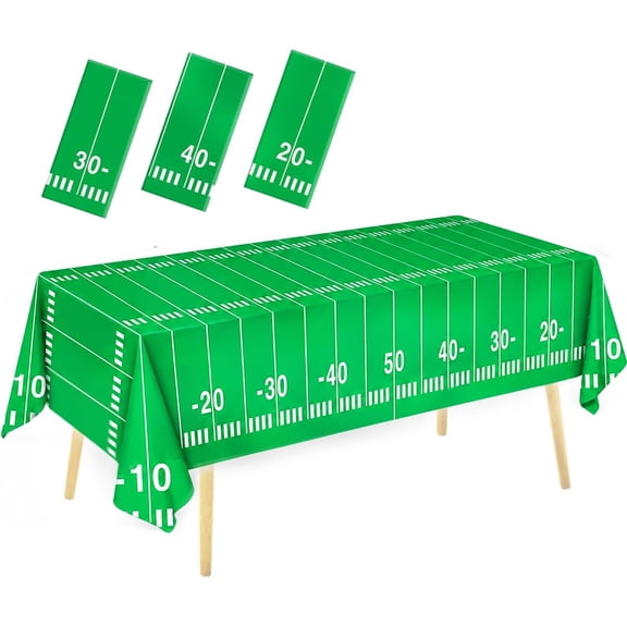 3 Packs Party Football Tablecloth54"x 108", Football Theme Plastic Touchdown Table Cover for Birthday Party Decorations Tailgate Football Party
