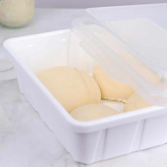 3 Packs Pizza Dough Proofing Box Tray, Home Pizza Dough Containers, Stackable Pizza Storage Container, 1.6 Gal Durable Dough Tray for Pizza, BPA Free, Dishwasher Safe, 12" x 12" x 3.5" (White)