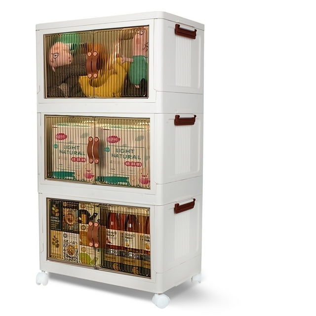 BOP 3Pack Foldable Storage Boxes with Lids & Wheels, Easy Access, Strong Containers for Home