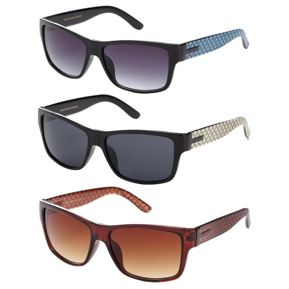 3 Packs Plastic Rectrangular Fashion Sunglasses for Men