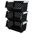 thumbnail image 1 of 3 Packs Plastic Stackable Storage Baskets, Stacking Plastic Bins for Organizer, 1 of 7