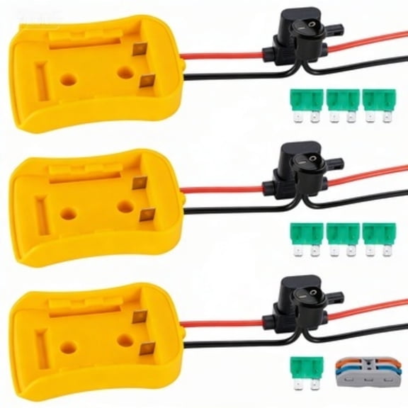 3 Packs Power Tool Adapter for Dewalt 18V/20V Max Battery Adapter Kit, with Switch Socket Power Supply, Fuse Holder And 3 Fuses, DIY Battery Converter Connector Home Electric Tool Parts