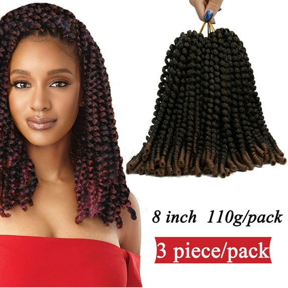3 Packs Pre-twisted Spring Twist Hair 8 inch Fluffy Pre-Twisted Passion Twists Short Mini Curly Twist For Bomb Spring Twists Crochet Braids Hair