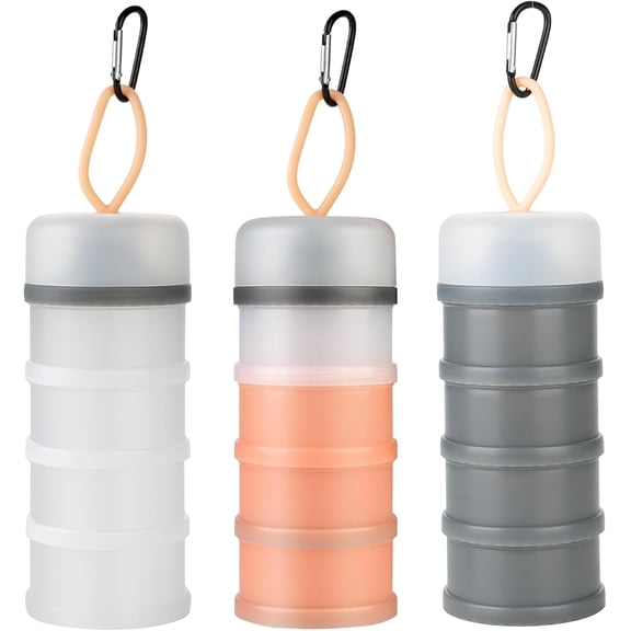 3 Packs Protein Powder Storage Container 4 Stackable Formula Dispenser Portable Protein Powder Travel Container Milk Powder Container to Go for Workout, Fitness, Travel (Gray,White,Pink)