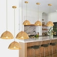 thumbnail image 1 of 3 Packs Rattan Pendant Lights Kitchen Island Handmade Woven Adjustable Kitchen Pendant Lighting Over Sink Wicker Kitchen Pendant Light Farmhouse Hanging Lamp, 1 of 18