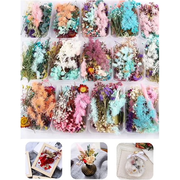 3 Packs Real Natural Dried Flowers for Making Mobile Phone Case Candle Handmade Crafts Epoxy Resin Pendant Necklace Jewelry DIY Accessories,Mixed Multi-Color Dried Flowers(Random Shipping 3 Packs)