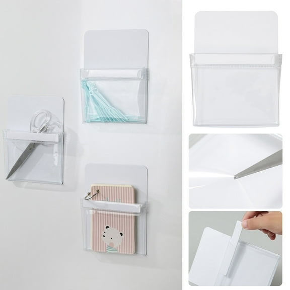 3 Packs Refrigerator Magnetic Storage Bag with Transparent Pockets for Small Items Organization Strong Magnet Hanging Side Door Shelf Spice Box Kitchen Home Essentials