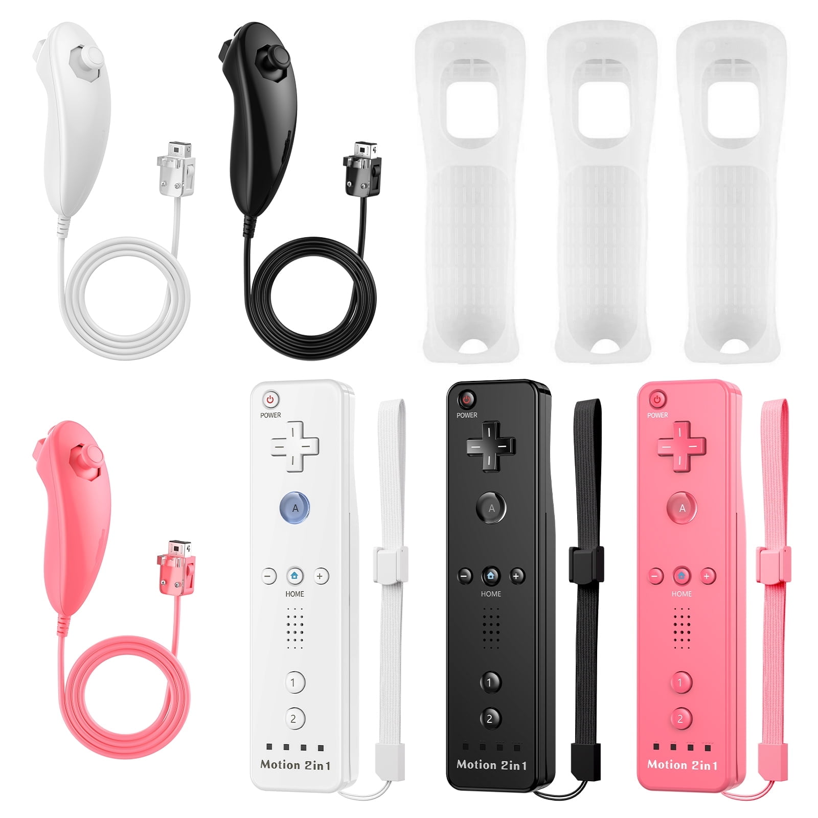 3 Packs Remote Controller for Wii, Built-in Motion Plus Remote Compatible with Nintendo Wii and Wii U, Game Wireless Controller with 3 Axis /Shock Function with Silicone Case and Wrist Strap