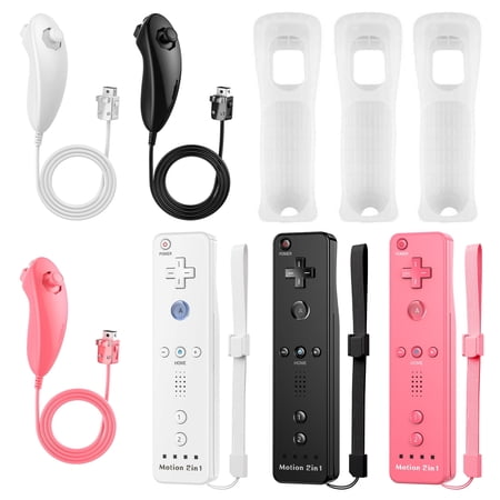 3 Packs Remote Controller for Wii, Built-in Motion Plus Remote Compatible with Nintendo Wii and Wii U, Game Wireless Controller with 3 Axis /Shock Function with Silicone Case and Wrist Strap