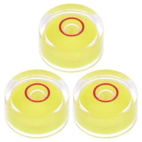 3 Packs Round Bubble Level 18x9mm Mini Circular Bullseye Spirit Levels for Leveling Camera Tripod Telescope, Yellow