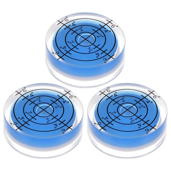 3 Packs Round Bubble Level 32x12mm Mini Circular Bullseye Spirit Levels Degree Marked for Camera Tripod Workshop, Blue