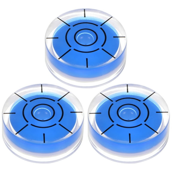 3 Packs Round Bubble Level 32x12mm Mini Circular Precision Spirit Levels, Blue
