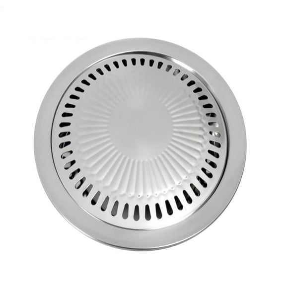 3 Packs Round Stainless Steel Korean BBQ Grill Non Stick Pan Set for Portable Burners Indoor Outdoor Barbecue Cooking 12.6 Inch