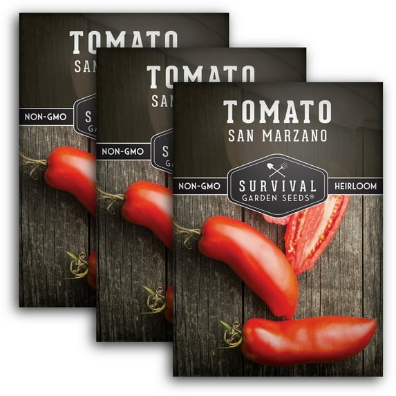 3 Packs San Marzano Tomato Seeds - Non-GMO Heirloom Full Sun Annual Vegetable