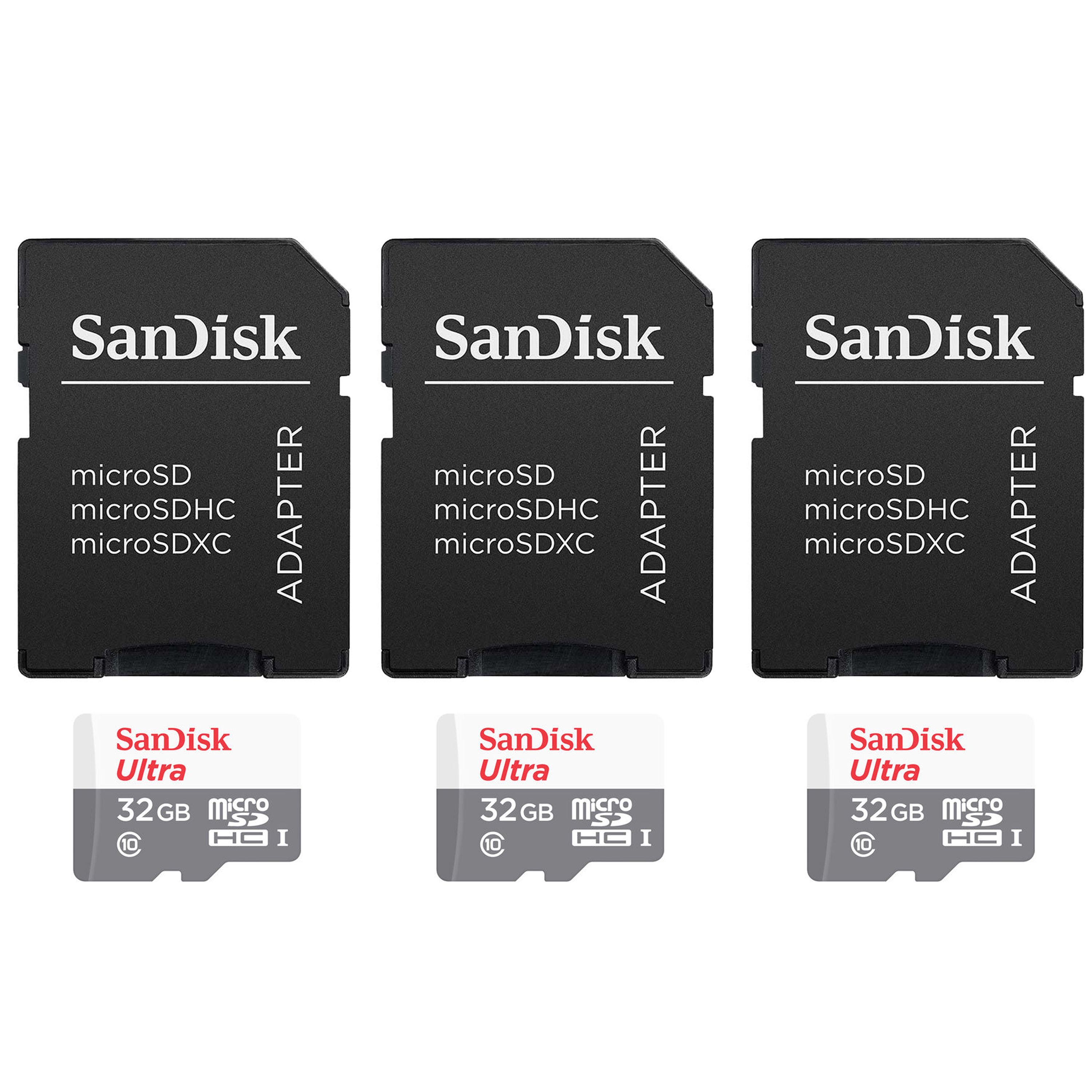 3 Packs SanDisk 32GB Ultra UHS I MicroSDHC Memory Card With SD Adapter 