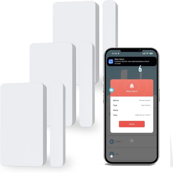 3 Packs Smart Door Window Sensor, Mini Door Sensor for Smart Home, Works with APP,Group Control Devices