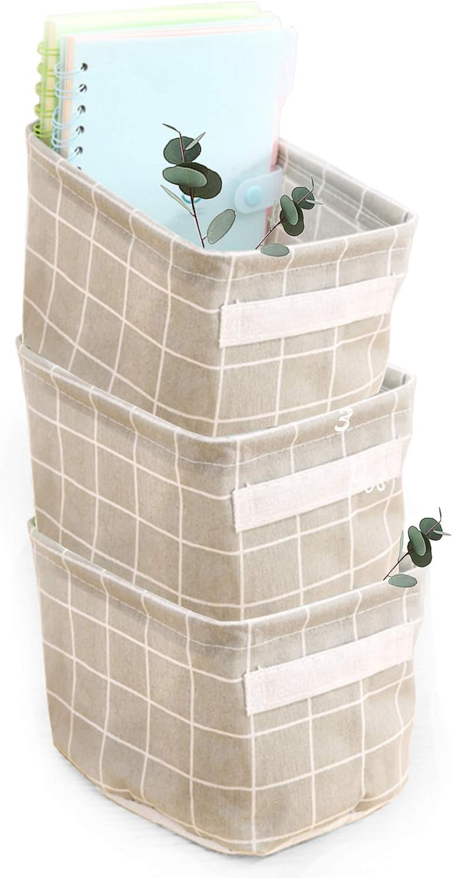 3 Packs Storage Basket Bins Canvas Mini Storage Cubes Storage Basket ...