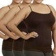 thumbnail image 1 of 3 Packs - TheLovely Plus Size Scoop Neck Adjustable Spaghetti Strap One Size Camisole Tank Top - Brown, 1 of 3