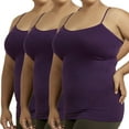 thumbnail image 1 of 3 Packs - TheLovely Plus Size Scoop Neck Adjustable Spaghetti Strap One Size Camisole Tank Top - Purple, 1 of 3