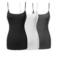 thumbnail image 1 of 3 Packs - TheLovely Womens & Plus Sizes Basic Solid Long Length Adjustable Spaghetti Strap Tank Top Camisoles, 1 of 5