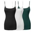 thumbnail image 1 of 3 Packs - TheLovely Womens & Plus Sizes Basic Solid Long Length Adjustable Spaghetti Strap Tank Top Camisoles, 1 of 5