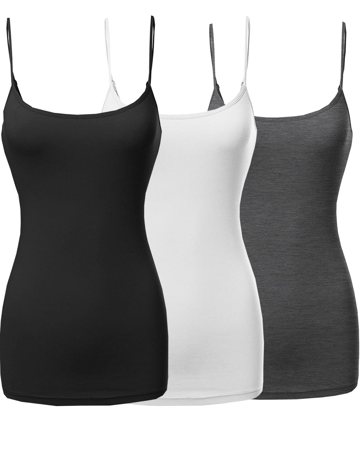 Women's Long Camisole Tank Top Basic Long Length Adjustable Spaghetti Strap  Solid Cotton Camisoles Cami Tank Top, 2pack-black/Nude, Small : :  Clothing, Shoes & Accessories