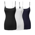 thumbnail image 1 of 3 Packs - TheLovely Womens & Plus Sizes Basic Solid Long Length Adjustable Spaghetti Strap Tank Top Camisoles, 1 of 5